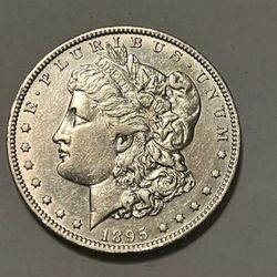 1895-o Morgan Silver dollar , solid XF / AU, scarce