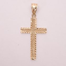 14k Yellow Gold Cross Pendant 1.5” 