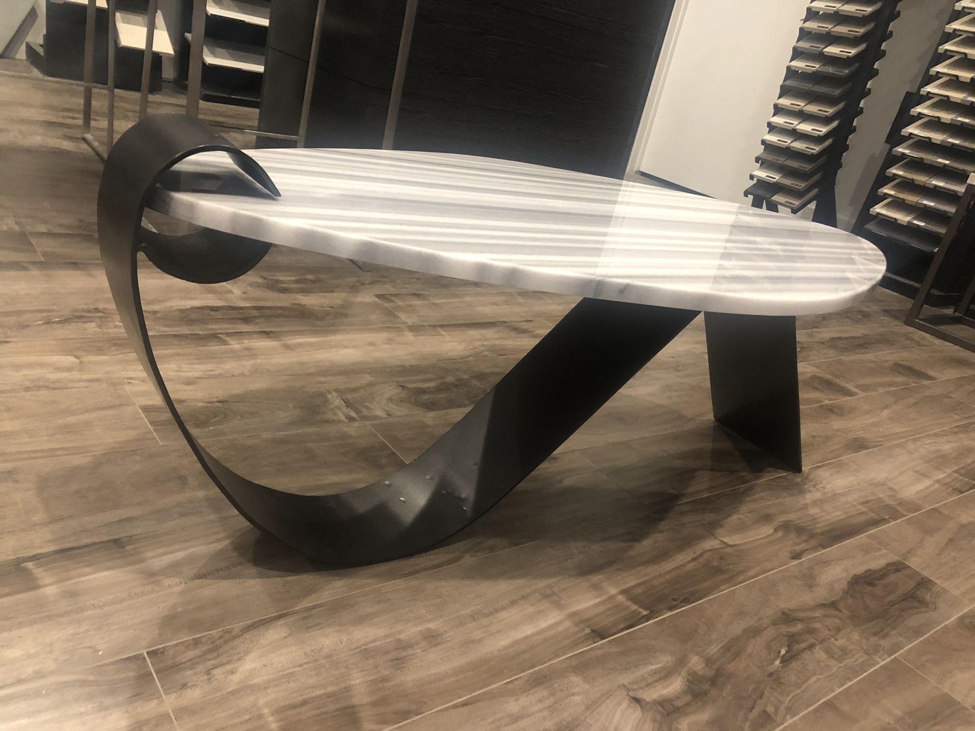 Modern marble and metal coffee table