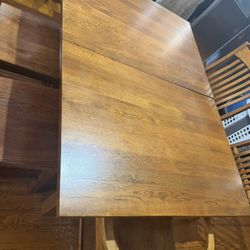 Solid Oak Dining Table Set – Craftsman Style 