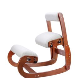 Ergonomic Kneeling Chair with Back Support,Office Kneeling Chairs for Improve Posture and Relife Back Pain,Memory Arc-Pad and Wood Adjustable Height 