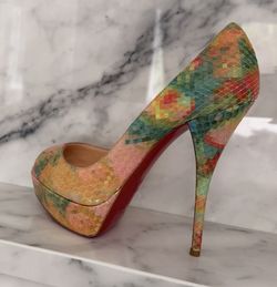 Christian Louboutin Troca 140 Python Pixel Pumps Multicolor 38.5 New With Box