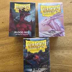 Dragon Shield 100ct Black Matte or White Matte or Blood Red