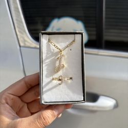 J Initial Necklace And Ring Gold Plated/oro Laminado