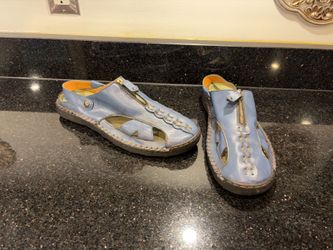 Unisex Casual Terrain Sandals Blue Leather Closed-toe Breathable (Size Below)