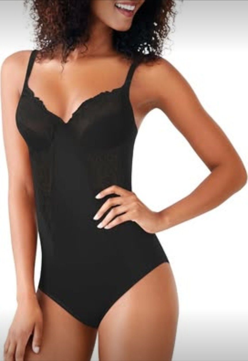 Maidenform Women's Shapewear Tummy Control Bodysuit, 36DD, Black, NEWo