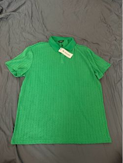 Men’s L green textured polo shirt
