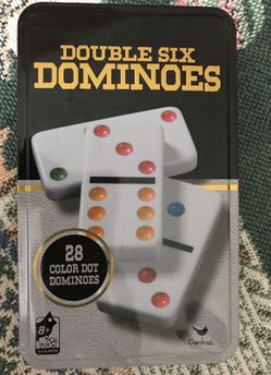 Double six Dominoes game. Open box but unused.