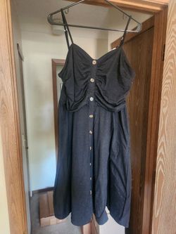 Drimmaks women's tank dress knee length with buttons so simple and fashionable