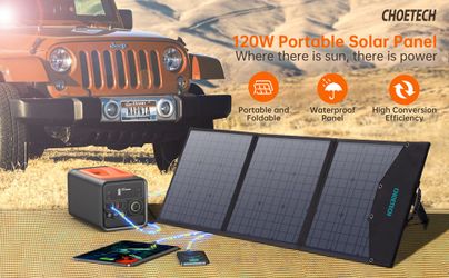 SC008 Choetech 120W Foldable Solar Charger With Kickstands 18V DC+60W PD Type C

