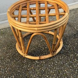 Vintage MCM Bamboo Bentwood Rattan Stool/Ottoman/Plant Stand