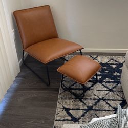 Midcentury Tan/Brown Chair & Ottoman 