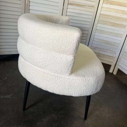 Vanity Chair, Upholstered Make Up Chair for Bedroom, Makeup Vanity Chairs with Backrest, Living Room Makeup with Metal Legs(White)
