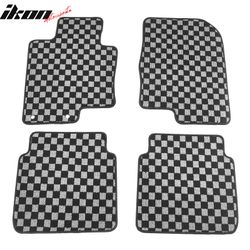 Fits 2011-2015 Kia Optima Floor Mats Non-Slip Carpets Checkered Black Gray Plaid