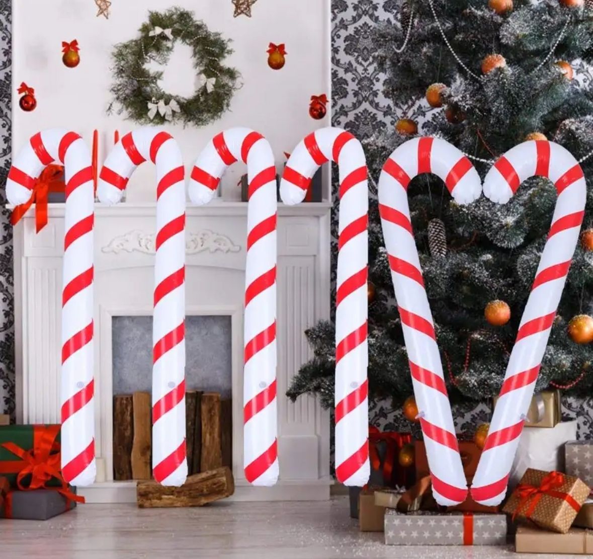 4PCS Inflatable Christmas Giant Candy Canes Decoration Novelty Xmas Candy Cane Stick