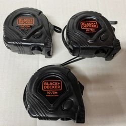 3 Pack BLACK & DECKER 10'/3M TAPE MEASURE WITH BELT CLIP NEW