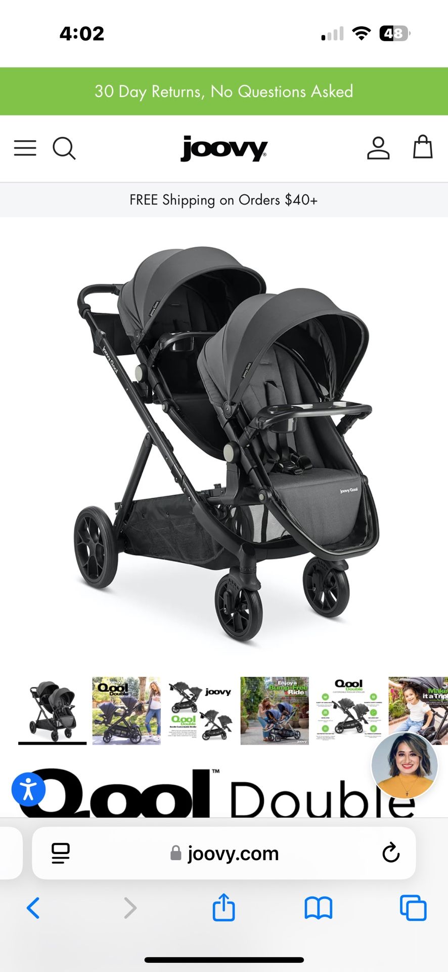 Joovy Qool Double Stroller With All Accessories