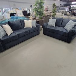 Dark Grey 2 Piece Sofa And Love Seat