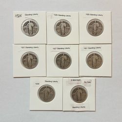 Lot of 8 Standing Liberty Quarters 90% Silver 1(contact info removed)