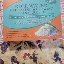 Doyeeewo Rice Water Skin Care Set Hydrating Glowing Face Wash Toner Serum Cream