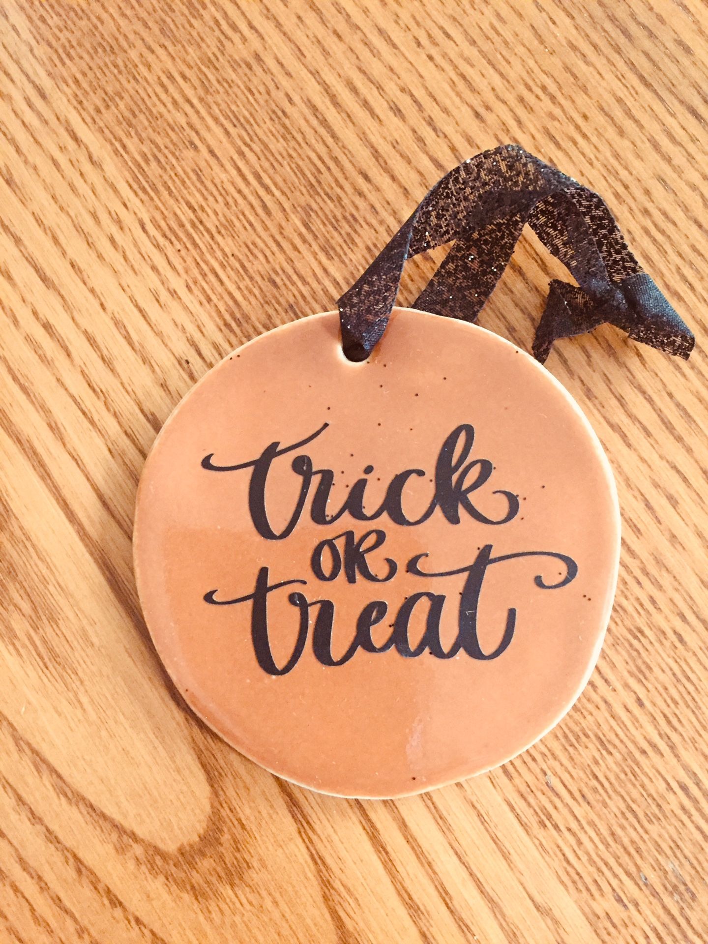 Halloween ceramic trick or treat ornament