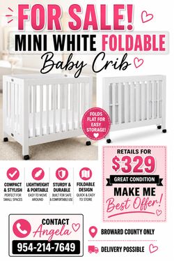 Mini White Foldable Baby Crib