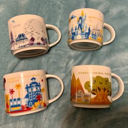 Retired 2015 WDW exclusive “You Are Here” Starbucks Mugs