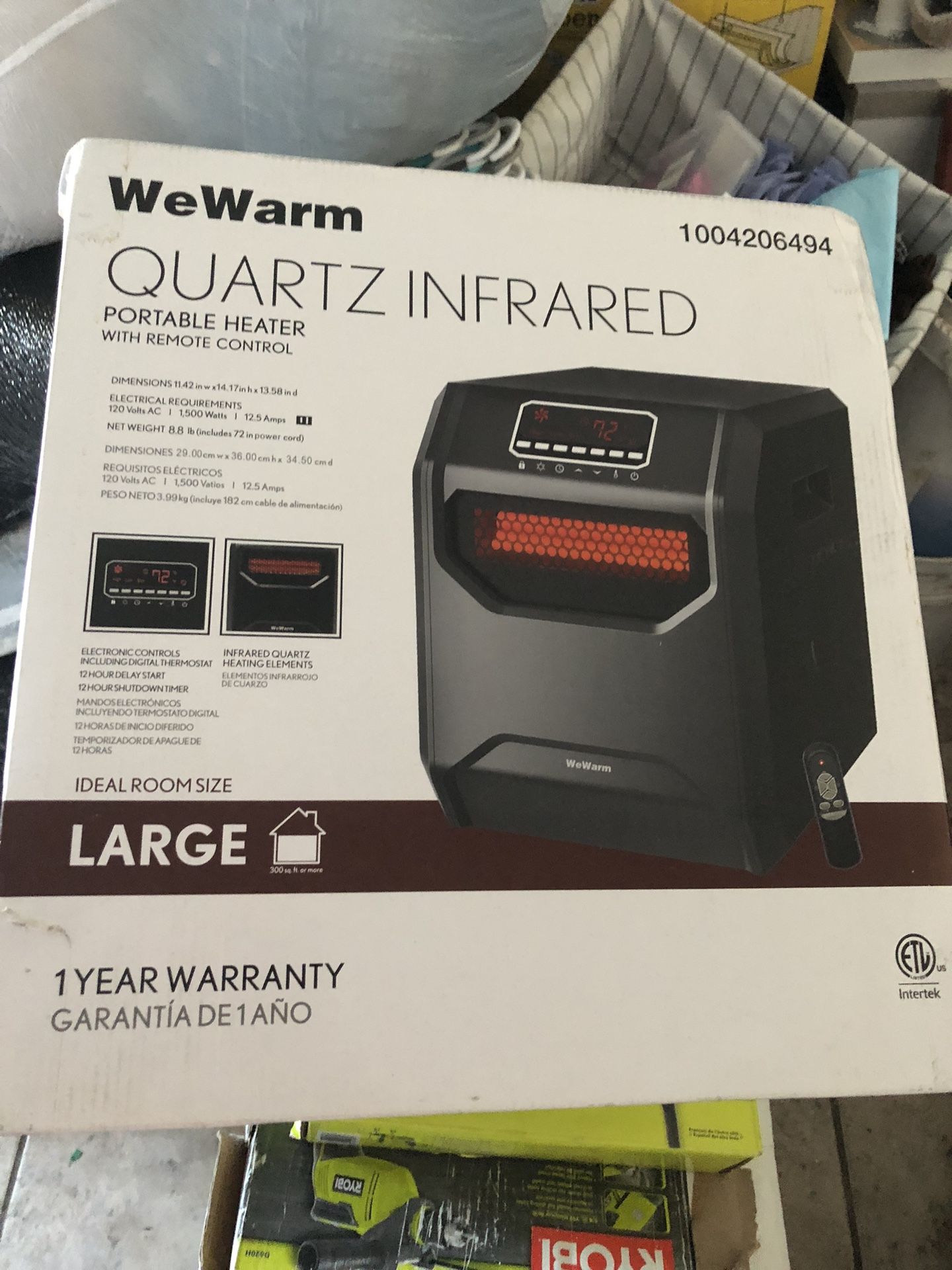 WeWarm Electric 6 Element Infrared Space Heater Black Plastic