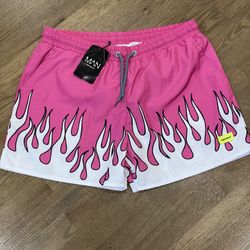 Men’s Pink Flame Shorts New 