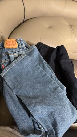 free teenager size 28w and 30L pants 2 Levi’s and 2 blue cargo pants