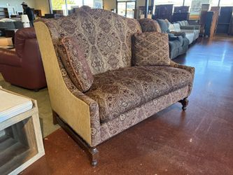 ETHAN ALLEN Paisley Settee with Tan Back
