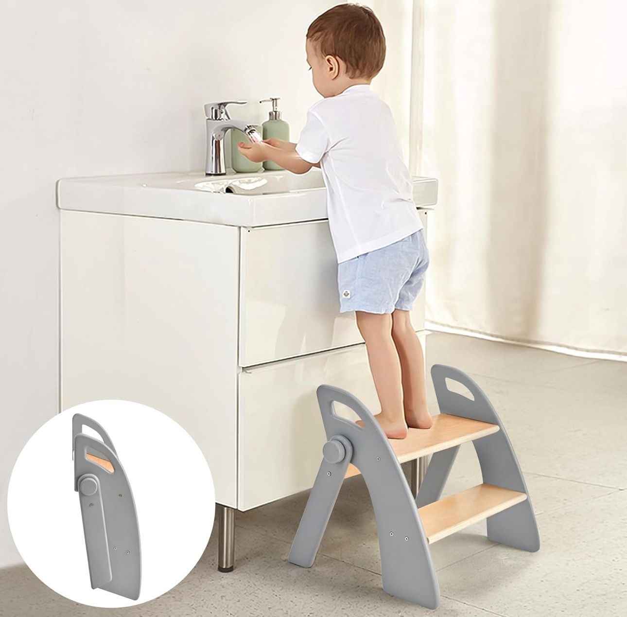 Wood Nonslip Step Stool for Baby Toddler Kid New Condition Assembled