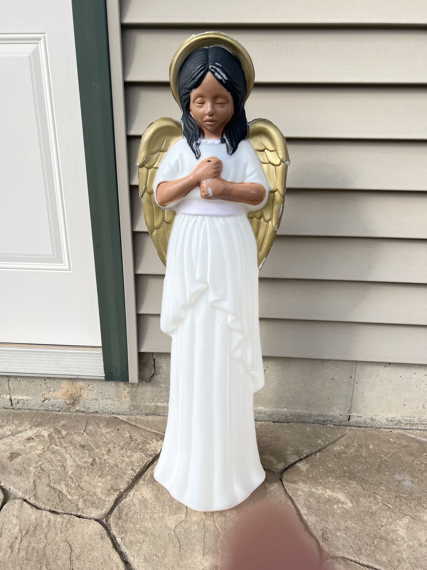 Vintage TPI Lighted Blow Mold Angel Christmas 34" No Trumpet light works