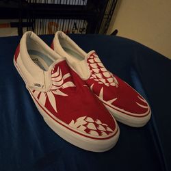 Vans Duke's Red Slip Ons Size 11.5
