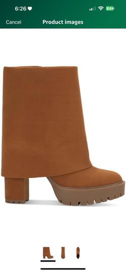 NEW IN BOX INC Womens Acelina Faux Suede Cuffed Booties