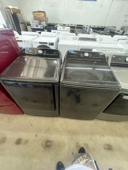 🧺 🫧 Samsung Black Stainless Steel Washer and Dryer Set – Refurbished! 👕 ⚡