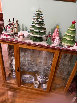 Half size decorator cabinet with glass shelves