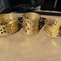 Christmas/Holiday 3 Piece Gold Metal Decor