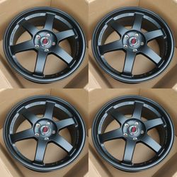 New Set 18 Inch RAYS TE37 Style Wheels Rims 18x8 +38 (5x114.3) CB: 73.1