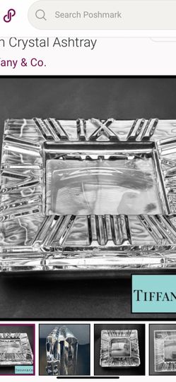 Tiffany Crystal Ashtray In Box never used