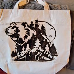 Bear Canvas Tote Bag 