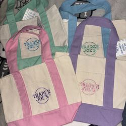 Trader Joes Mini Pastel Tote Bags