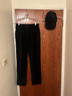 Black Velvet Pants & Velvet Cap