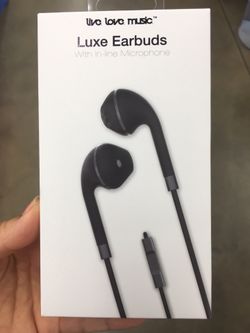 NWT black Luxe earbuds with in-line microphone
