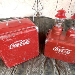 Red C&C Collection,2 Coca Cola Coolers, 2 Coleman 200A Lanterns