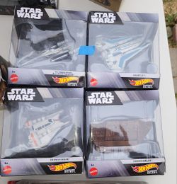 4 Mettel Hot Wheels Star Wars Starships Select, Premium Replica, Gift for Adults Collectors