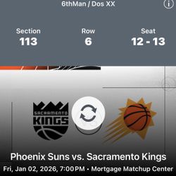 Suns vs Kings Row 6 Tickets 