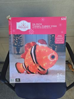 Holiday Time 24-Inch Tinsel Fabric Fish