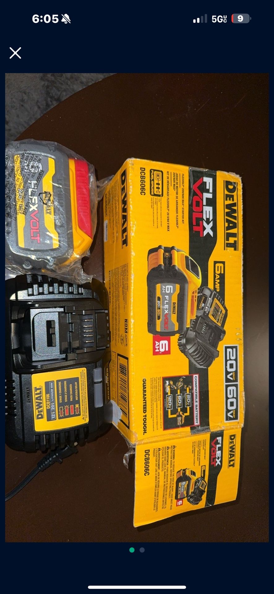 Dewalt 6.0 AH FlexVolt Battery with Charger