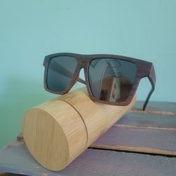 Wood Sunglasses With Bamboo Case